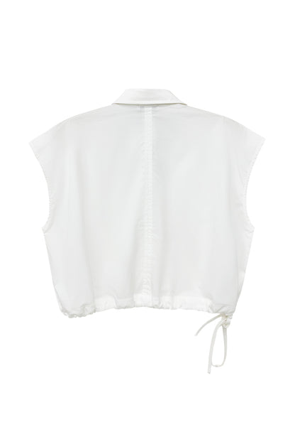 Women Sleeveness Fashion Blouse - White - H2W664