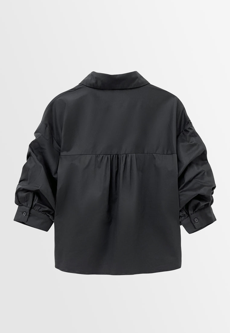 Women Woven Blouse - Black - S3W602