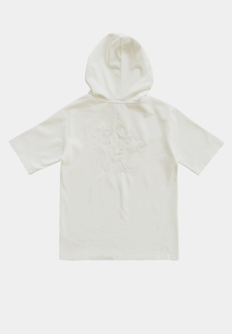 Men Short-Sleeve Sweatshirt Hoodie - White - M2M281