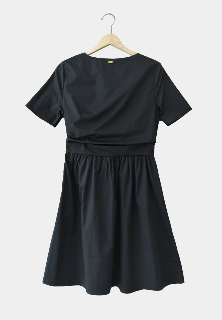 Women Midi Tunic Dress - Black - H1W212