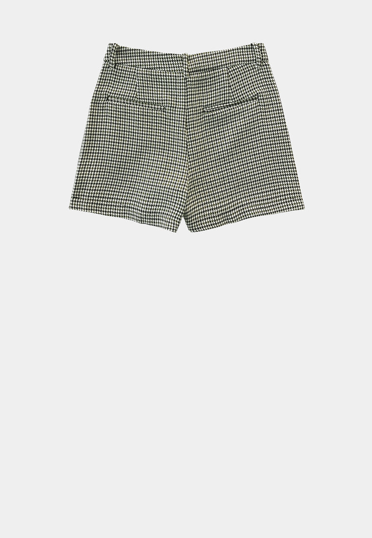 Women Houndstooth Skort - Black - F2W374