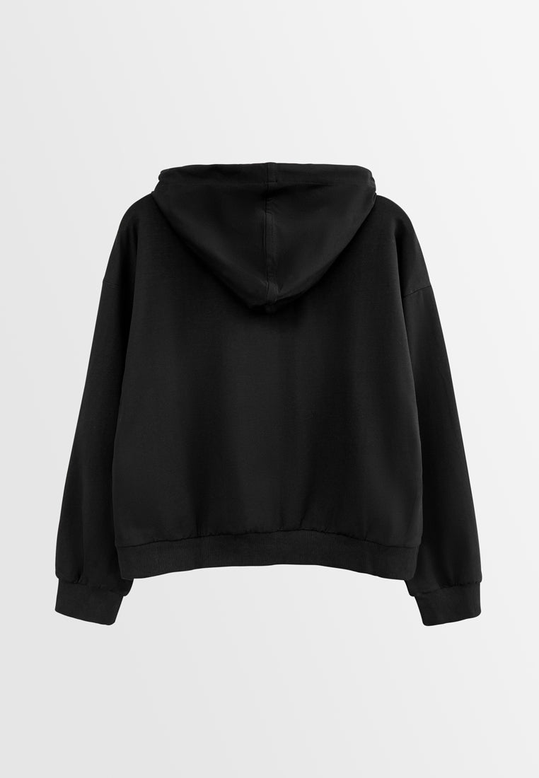 Women Long-Sleeve Sweatshirt Hoodies - Black - H2W566