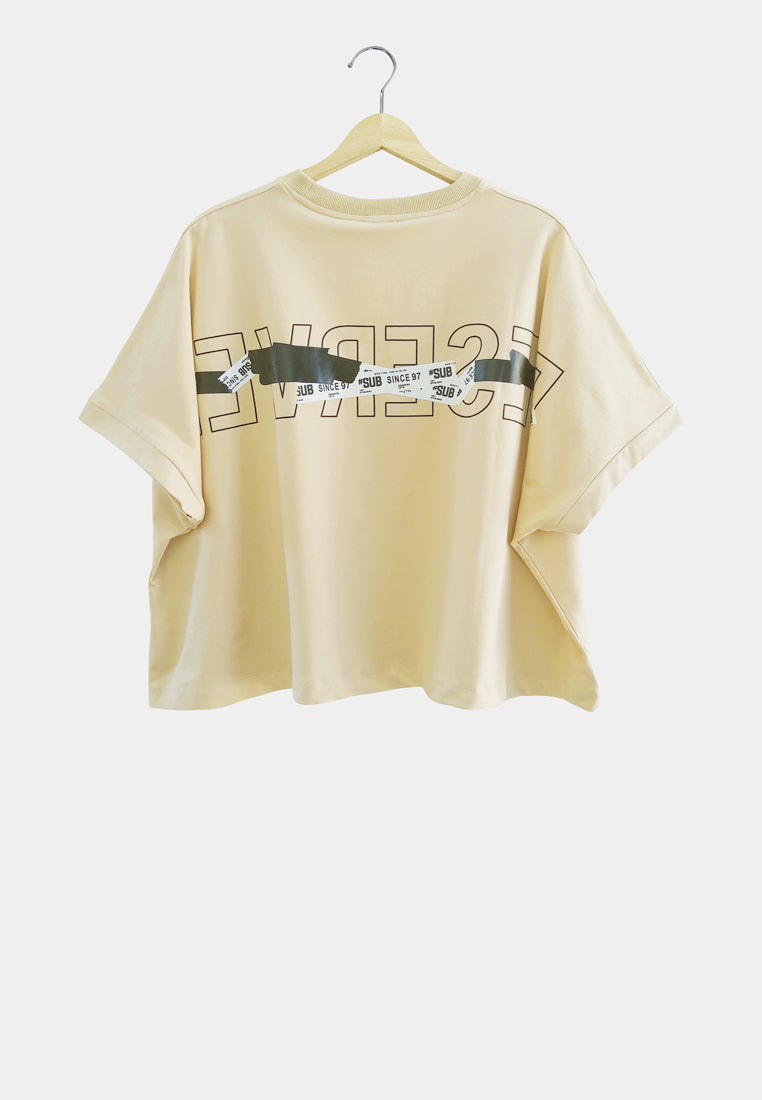 Women Oversized Fashion Tee - Khaki - S2W284