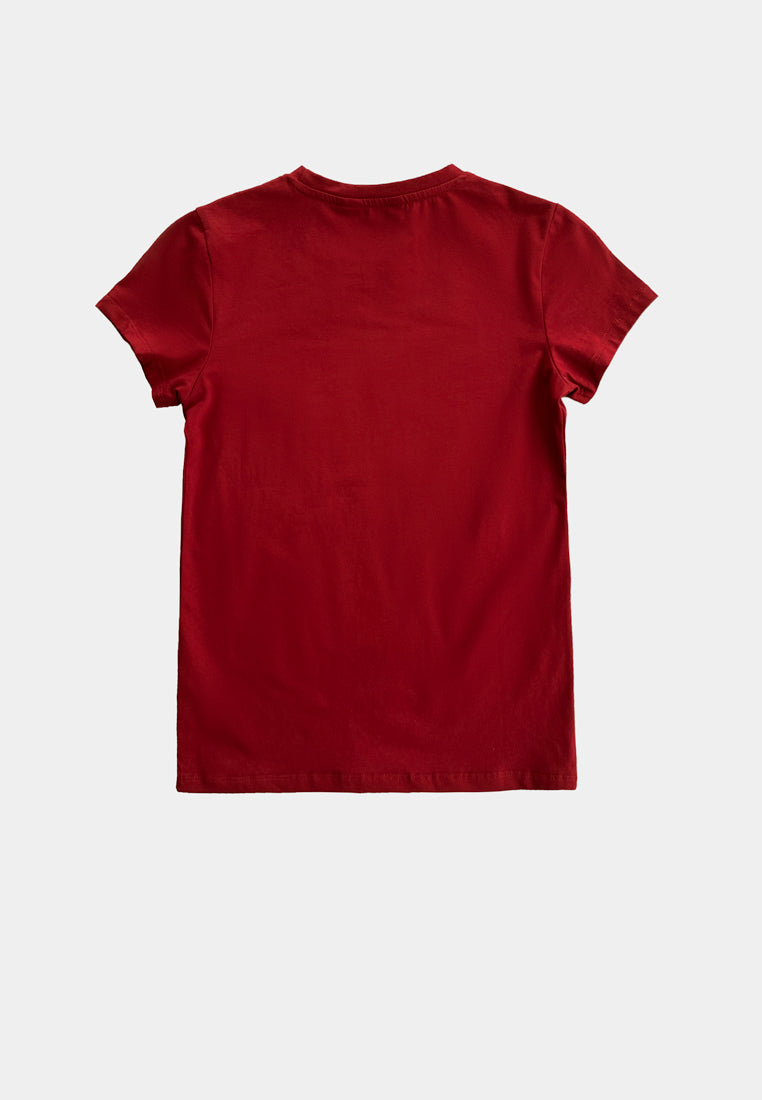 Women Short-Sleeve Basic Tee - Maroon - F2W421