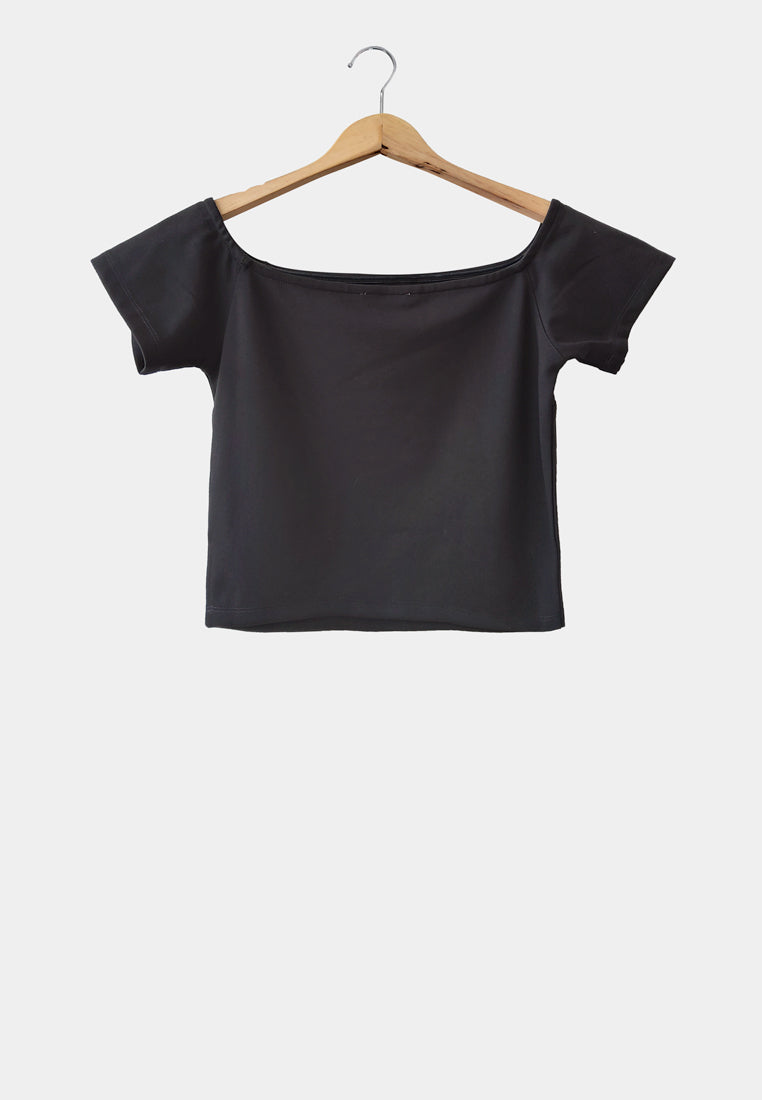 Women Off Shoulder Top - Black - H1W216