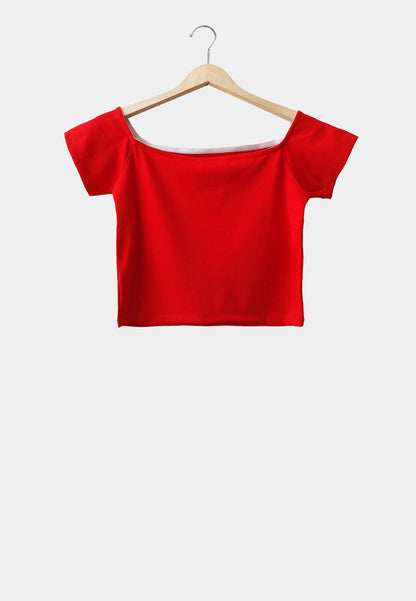 Women Off Shoulder Top - Red - H1W217