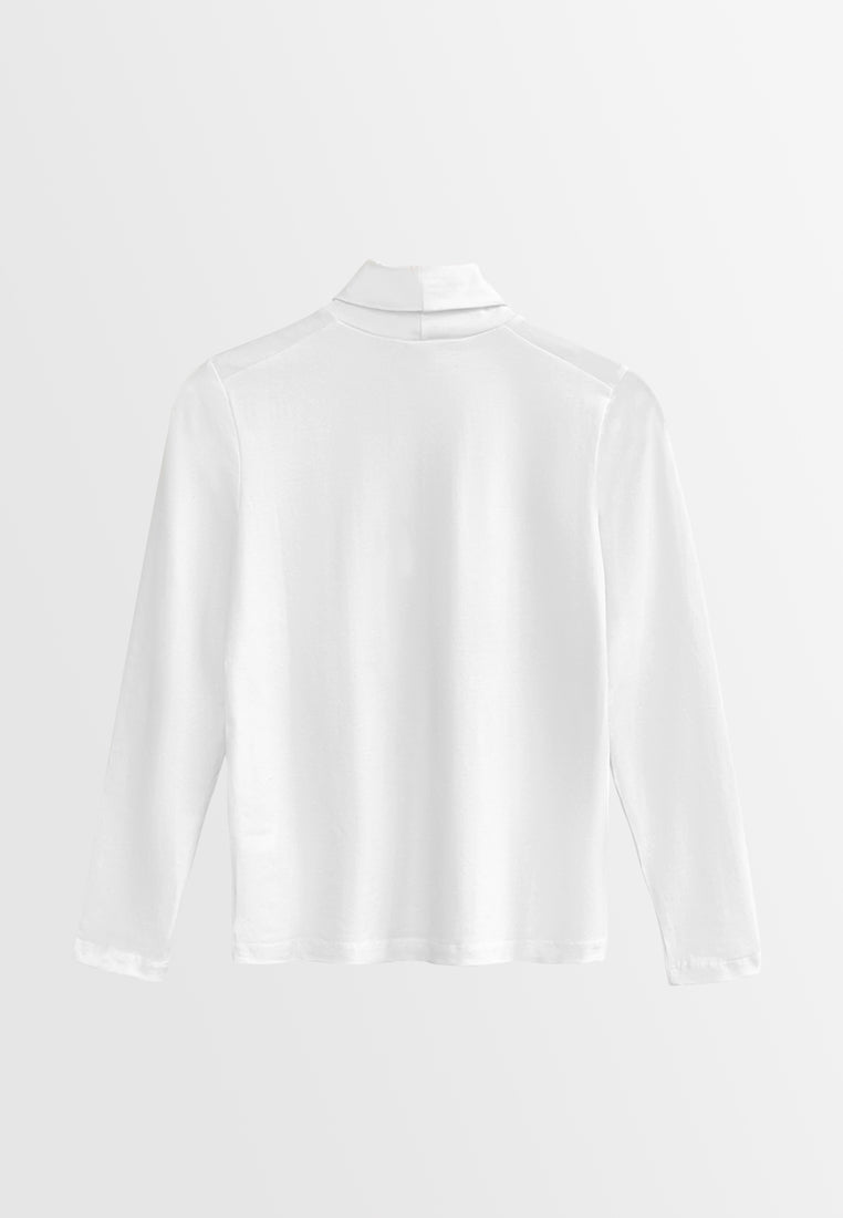 Women Long-Sleeve Turtleneck Basic Tee - White - H2W472