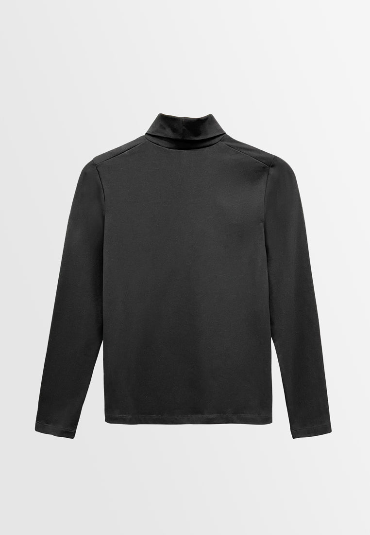 Women Long-Sleeve Turtleneck Basic Tee - Black - H2W471