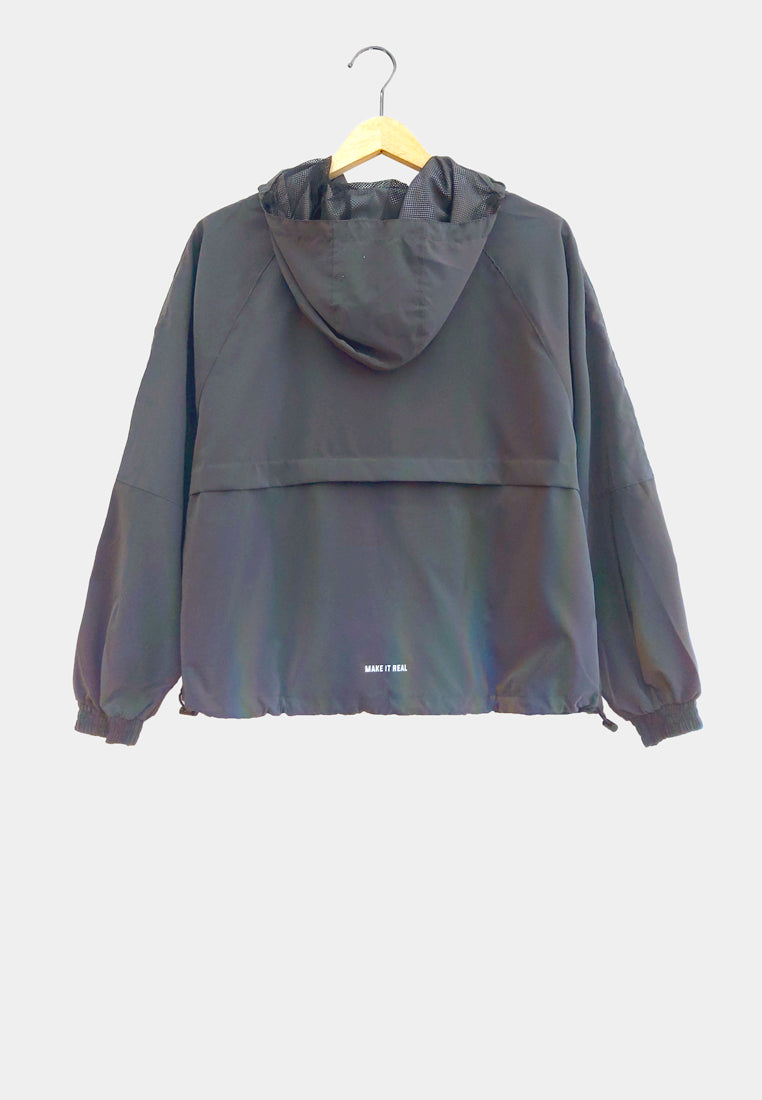 Women Reflective Effect Hoodies Jacket - Grey - H1W222