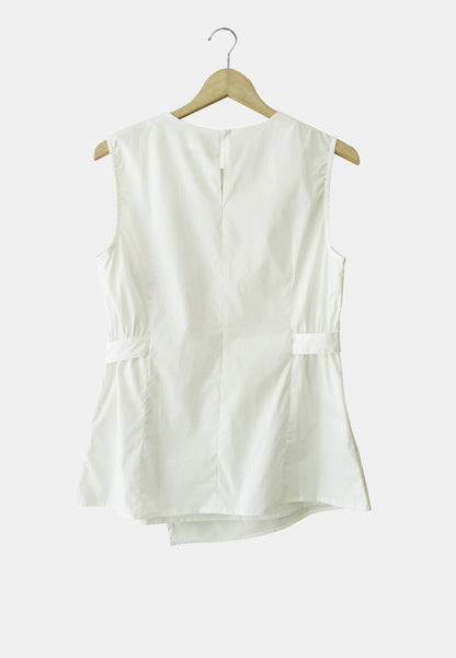 Women Sleeveless Blouse - White - H1W210