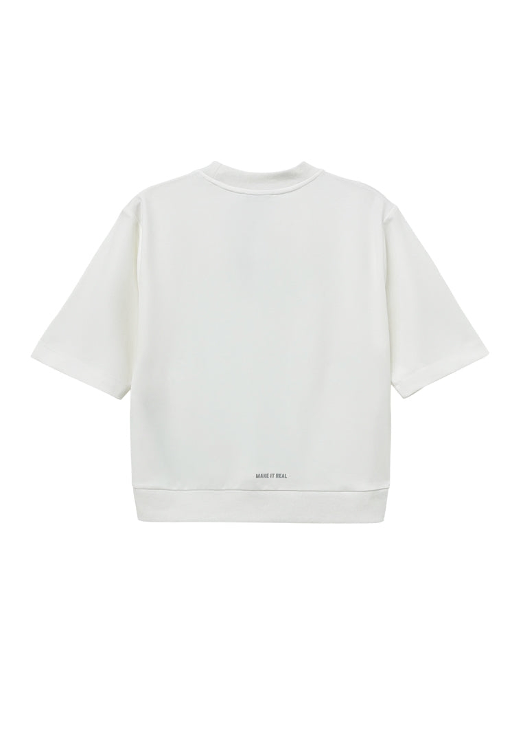 Women Short-Sleeve Sweatshirt - White - H2W702