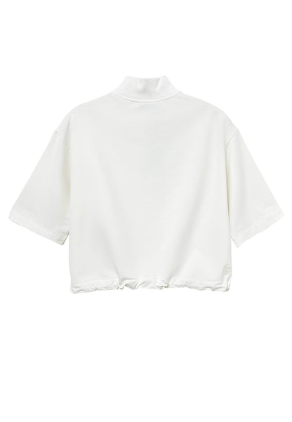 Women Turtleneck Short-Sleeve Sweatshirt - White - H2W564