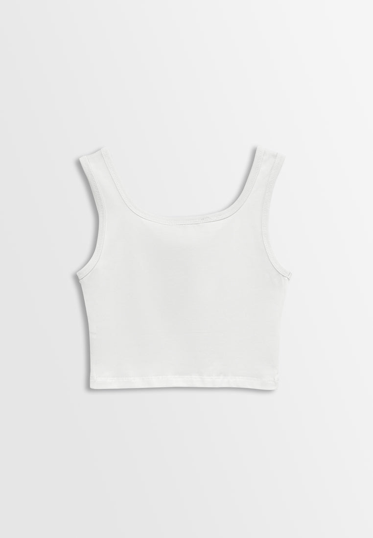 Women Scoop Neck Tank Top - White - H2W463