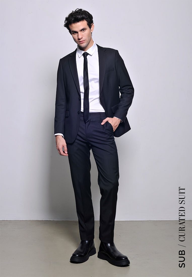 Men Slim Fit Suit Trousers - Black - H2M694