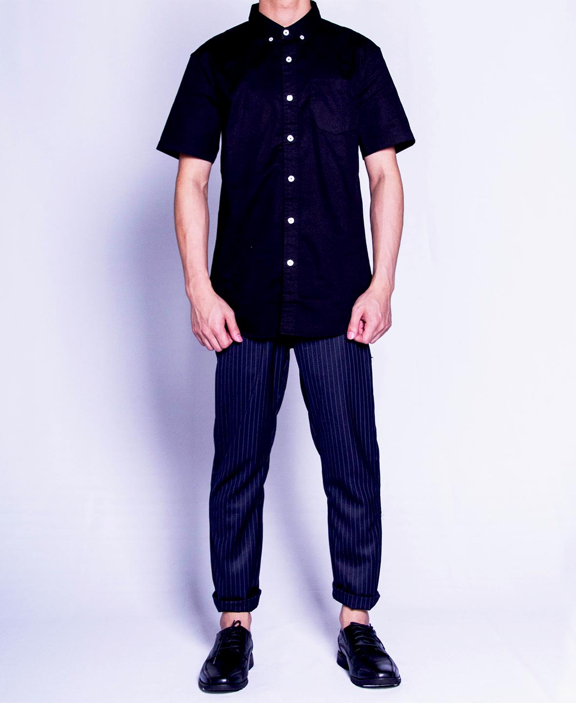 Men Short-Sleeve Shirt - Black - F9M078