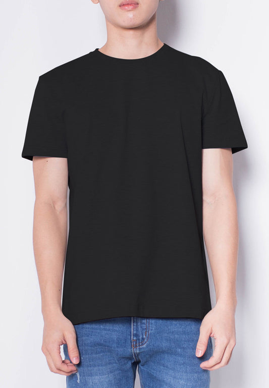 Men Short-Sleeve Basic Round Tee - Black - H0M535