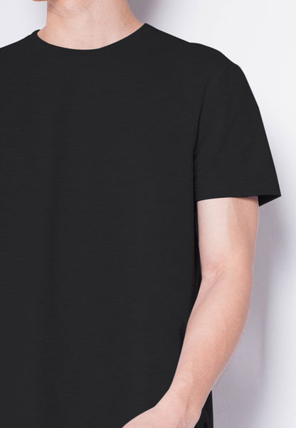 Men Short-Sleeve Basic Round Tee - Black - H0M535