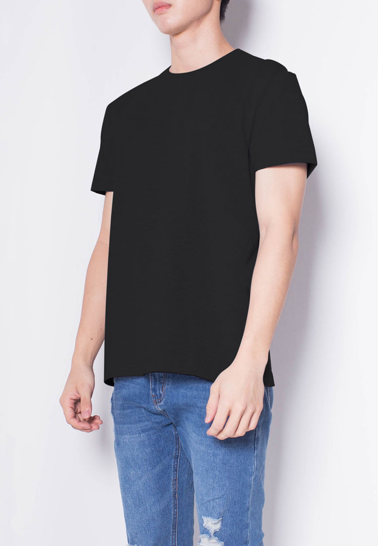 Men Short-Sleeve Basic Round Tee - Black - H0M535