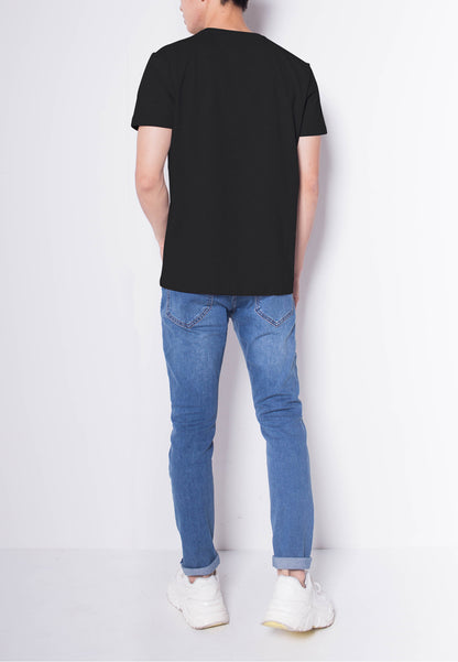 Men Short-Sleeve Basic Round Tee - Black - H0M535