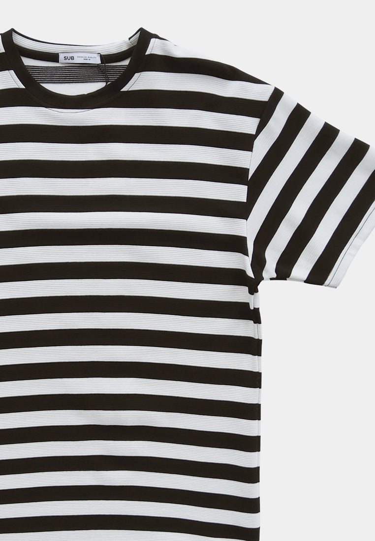 Men Short-Sleeve Striped Fashion Tee - Black - F2M266