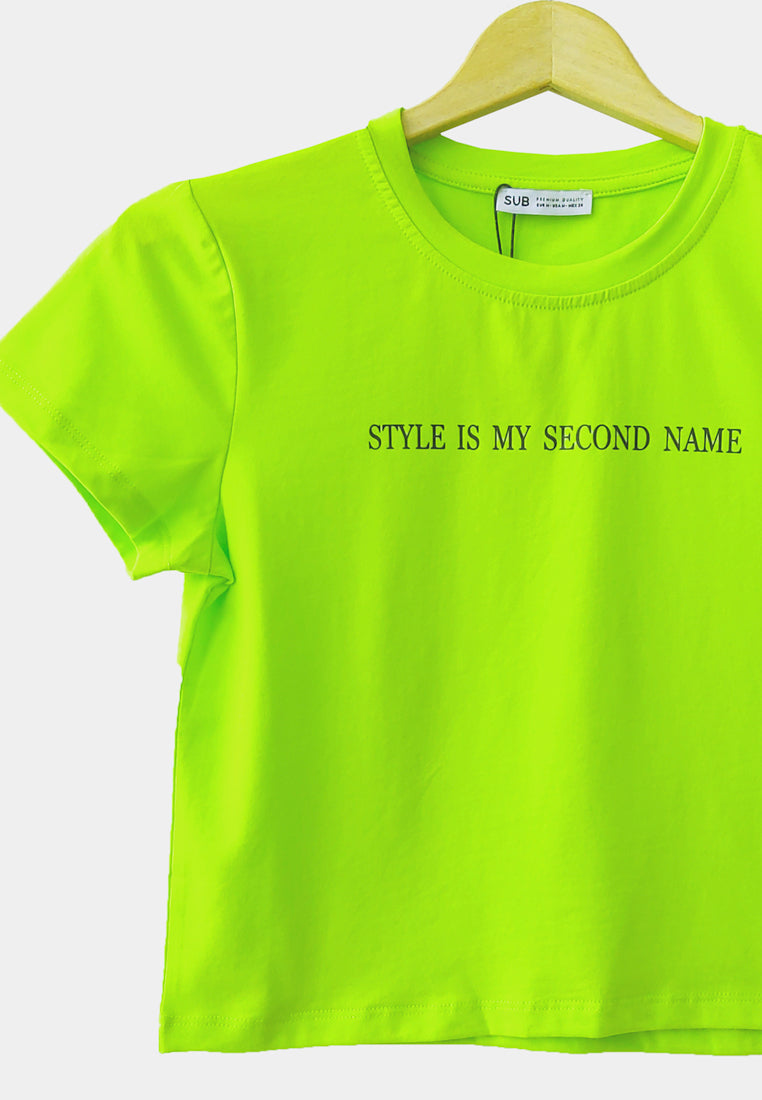 Women Short-Sleeve Fashion Tee - Green - H1W214