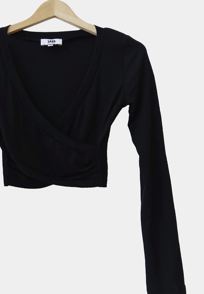 Women Long-Sleeve Cross Cut - Black - H1W252