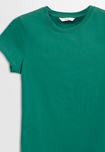 Women Short-Sleeve Basic Tee - Dark Green - H2W489