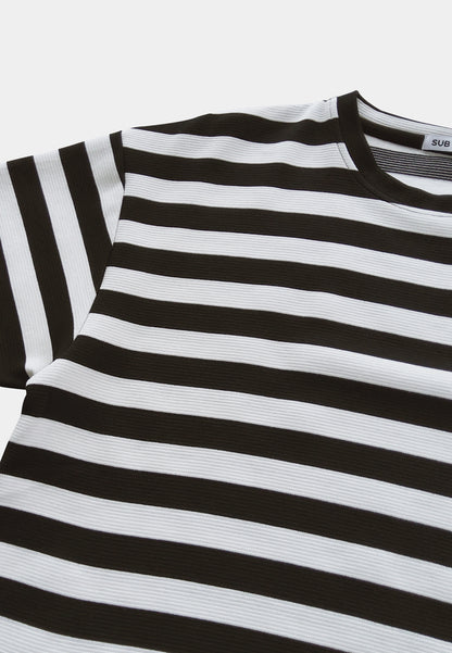 Men Short-Sleeve Striped Fashion Tee - Black - F2M266