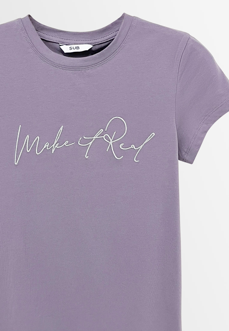 Women Short-Sleeve Graphic Tee - Purple - S3W619