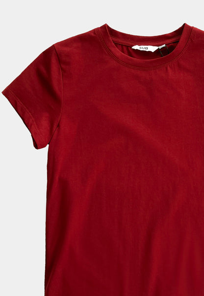 Women Short-Sleeve Basic Tee - Maroon - F2W421