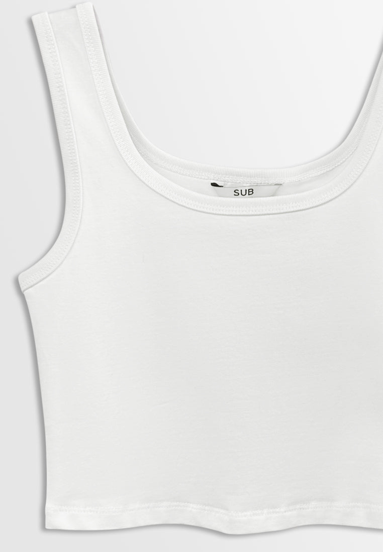 Women Scoop Neck Tank Top - White - H2W463