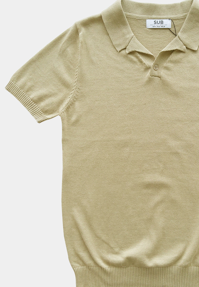 Men Short-Sleeve Knit Polo Tee - Khaki - H1M227