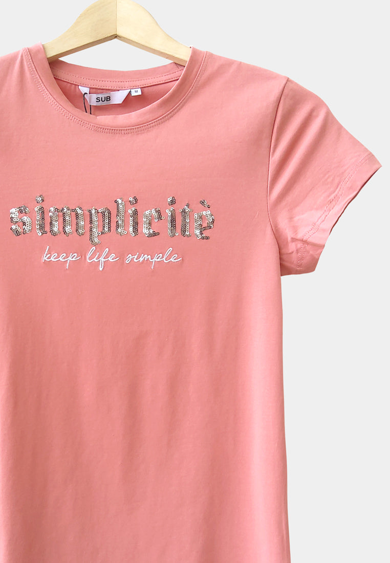 Women Short-Sleeve Graphic Tee - Pink - H1W190