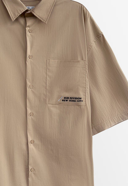 Men Oversized Short-Sleeve Shirt - Khaki - H2M523