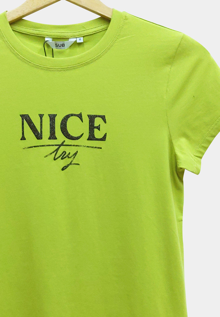 Women Short-Sleeve Graphic Tee - Light Green - S2W300