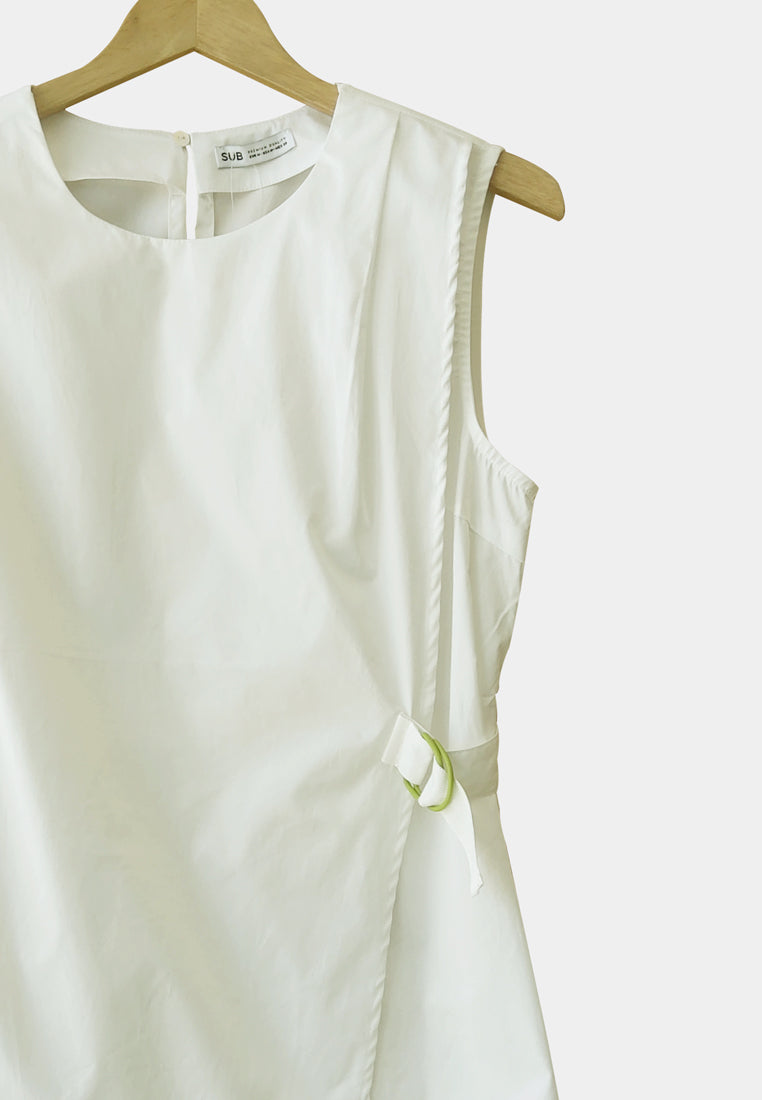 Women Sleeveless Blouse - White - H1W210