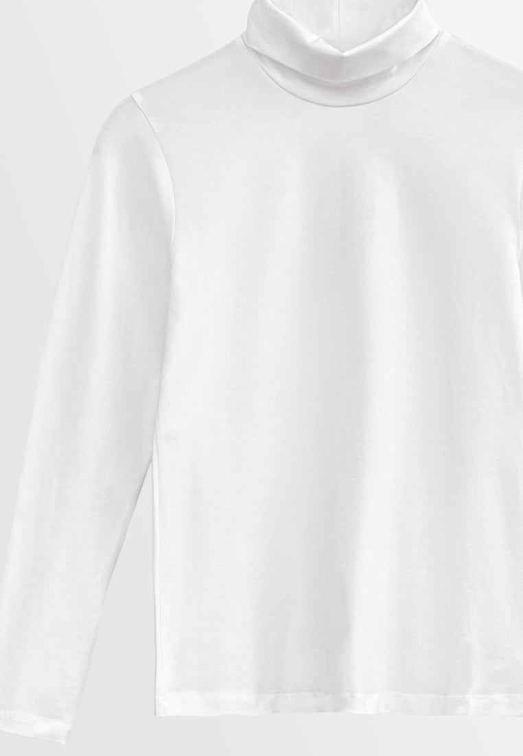 Women Long-Sleeve Turtleneck Basic Tee - White - H2W472