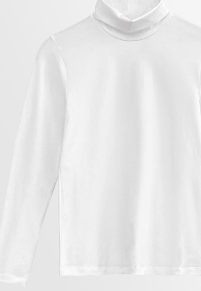 Women Long-Sleeve Turtleneck Basic Tee - White - H2W472