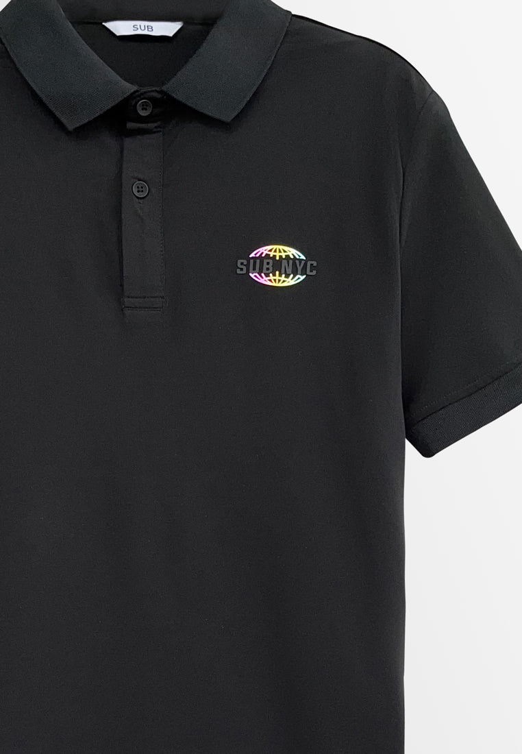 Men Short-Sleeve Polo Tee - Black - H2M405