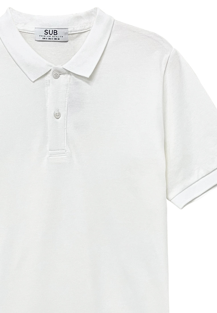 Men Short-Sleeve Polo Tee - White - S3M712