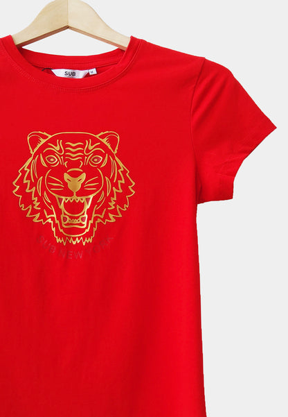 Women Short-Sleeve Graphic Tee - Red - H1W192