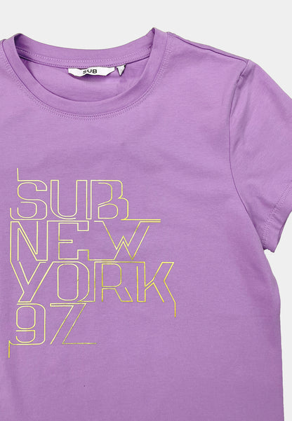 Women Short-Sleeve Graphic Tee - Purple - F2W415