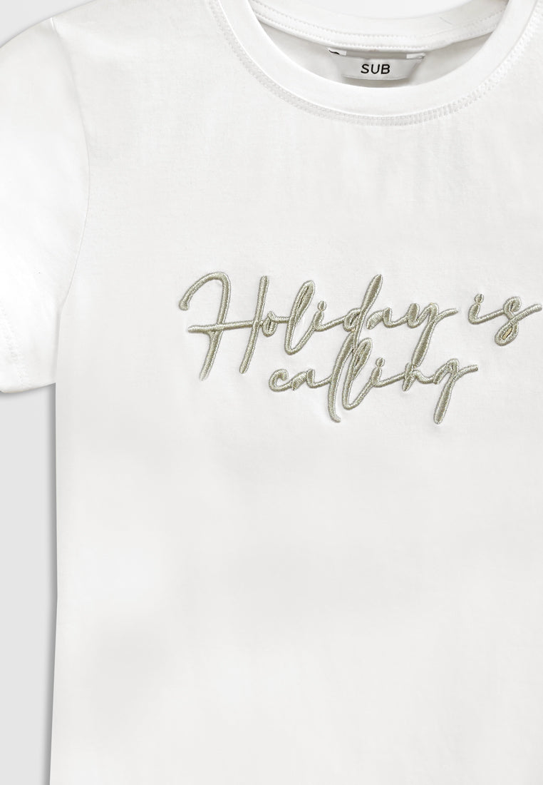 Women Short-Sleeve Graphic Tee - White - H2W422