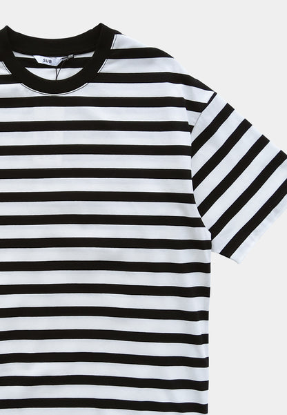 Men Short-Sleeve Striped Fashion Tee - Black - M2M279