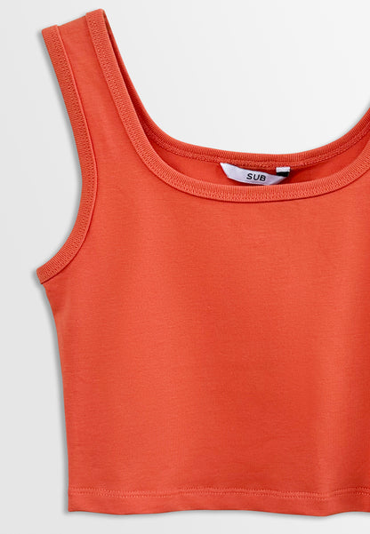 Women Scoop Neck Tank Top - Orange - H2W464