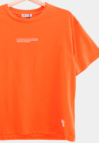 Women Oversized Short Sleeve Fashion Tee - Orange - S2W307