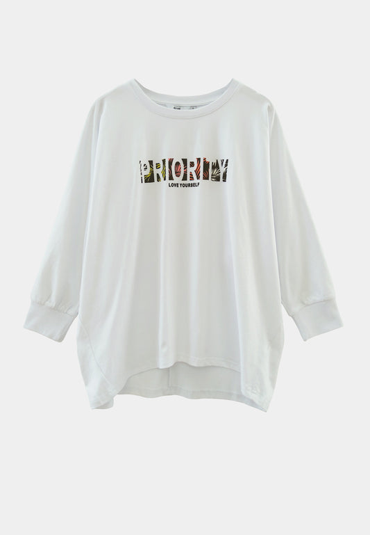 Women Long Sleeve Fashion Tee - White - M2W345