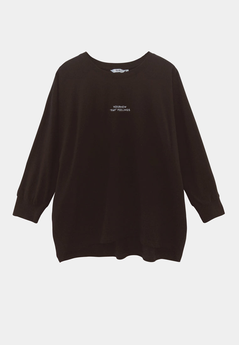 Women Long Sleeve Fashion Tee - Black - M2W349