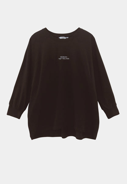 Women Long Sleeve Fashion Tee - Black - M2W349