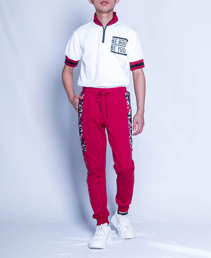 Men Knit Long Jogger - Red - H9M373